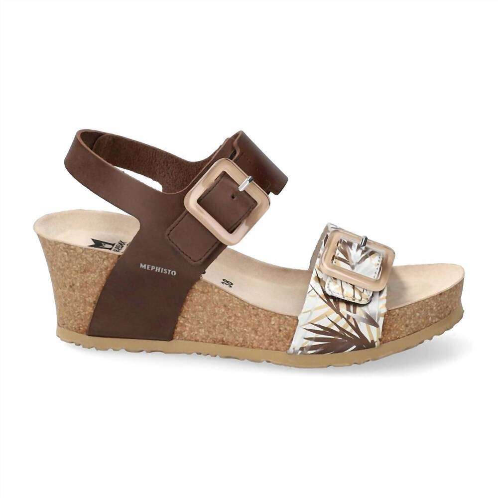 NEW MEPHISTO women's lissia comfort wedge sandal in dark brown scratch jungle